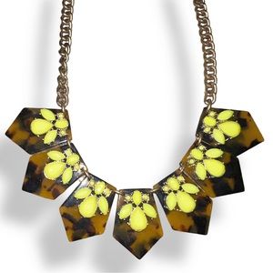 J Crew Statement Necklace Tortoise with Neon Stones Stunning